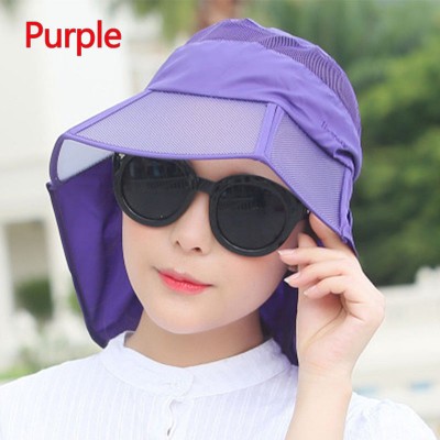  Foldable Thin Breathable Wide Brim Beach Hat Outdoor Sport Cap Purple  eb-86904834